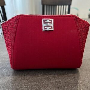 Givenchy Red Cosmetic Pouch with Silver Logo
